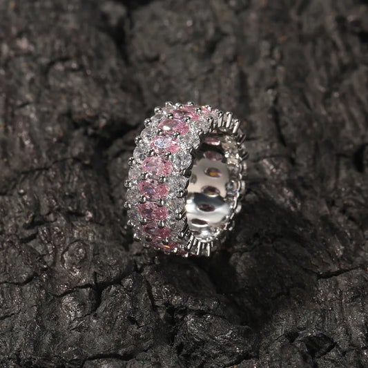 Iced Out Pink CZ Ring