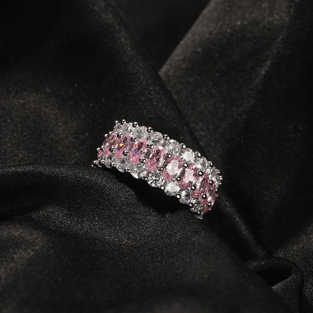 Iced Out Pink CZ Ring