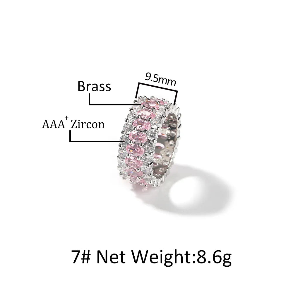 Iced Out Pink CZ Ring